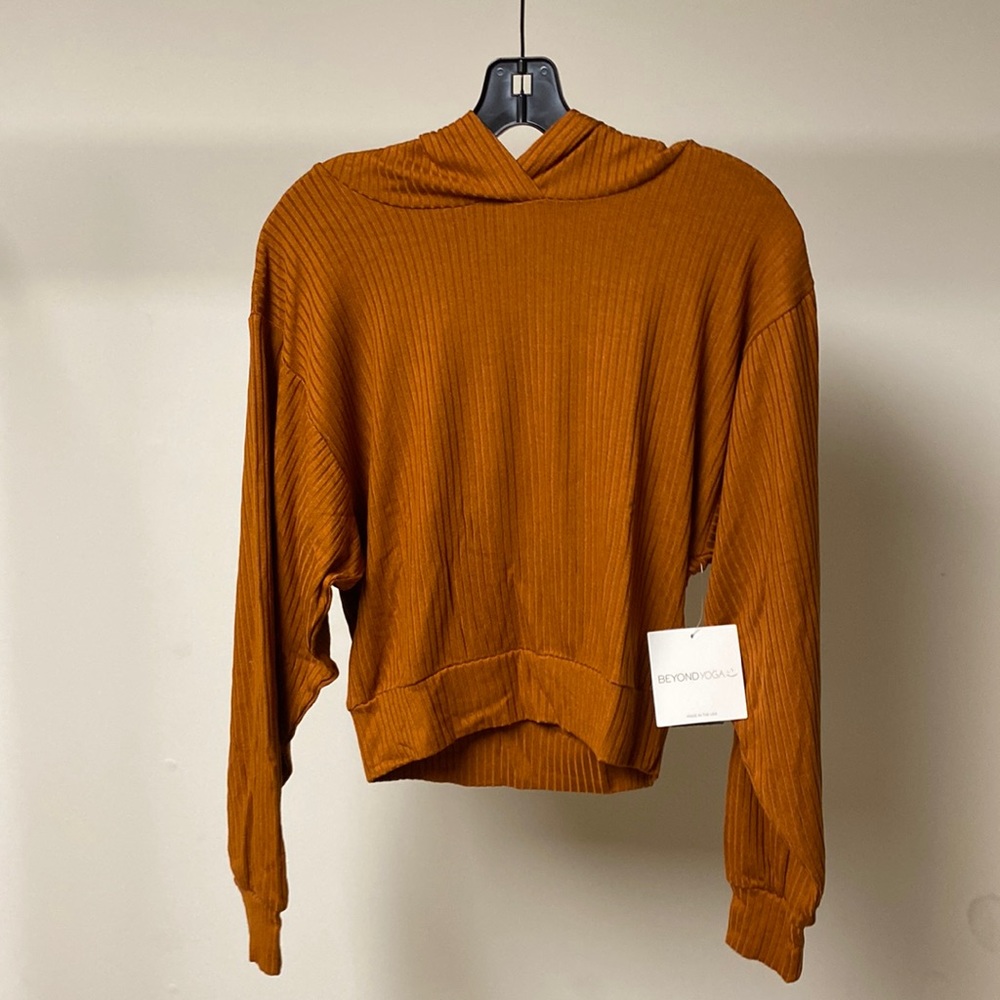 Beyond yoga so chic cropped hoodie clove brown